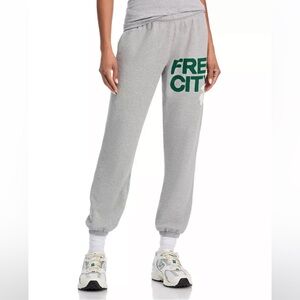 freecity Gray Sweatpants with Green Logo